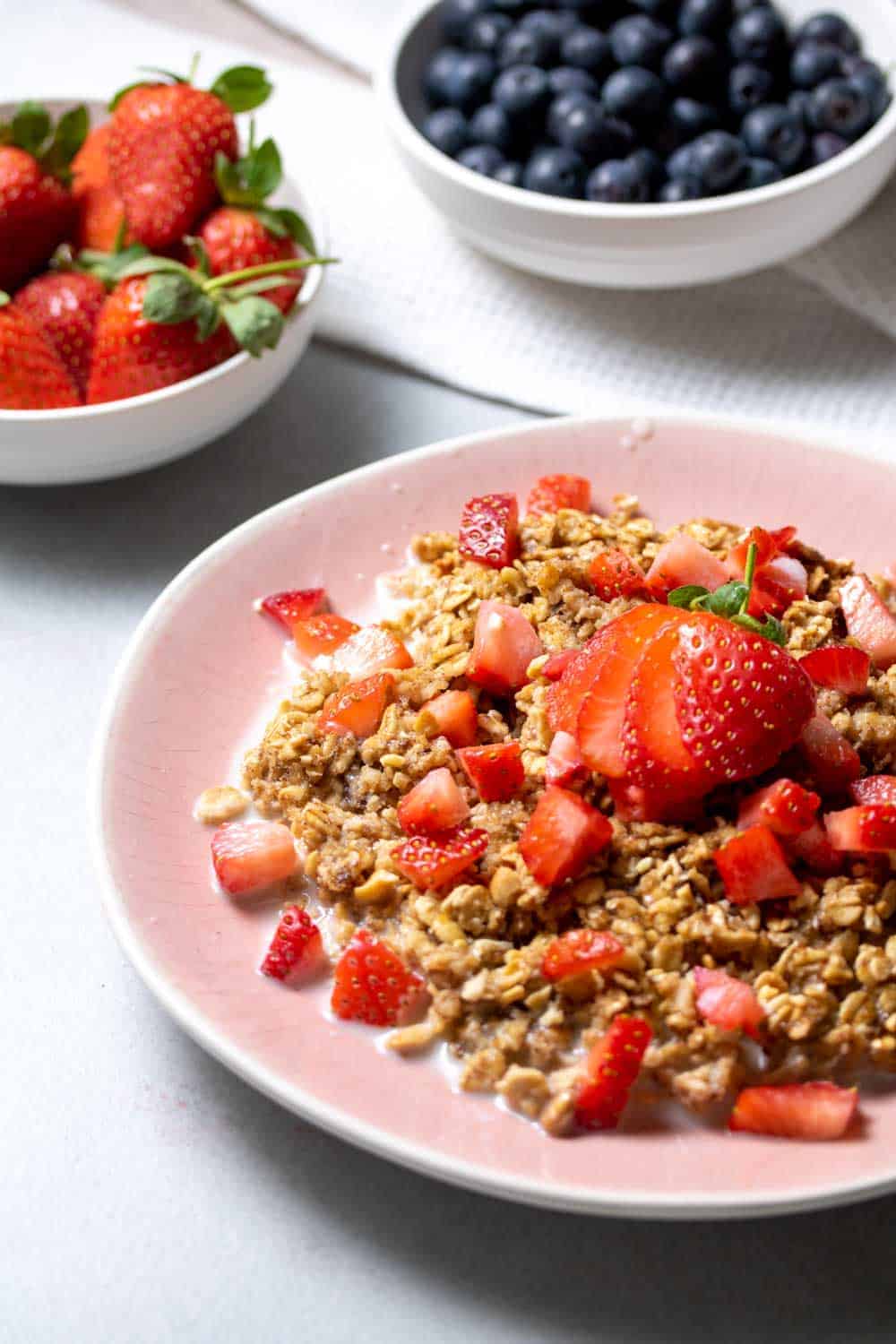 Vegan Baked Oatmeal with Fresh Berries 6 Oatmeal In A Dish Ready To Eat