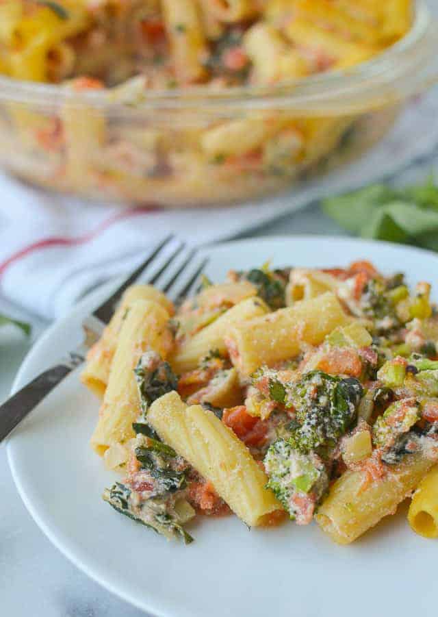 baked rigatoni with broccoli and kale