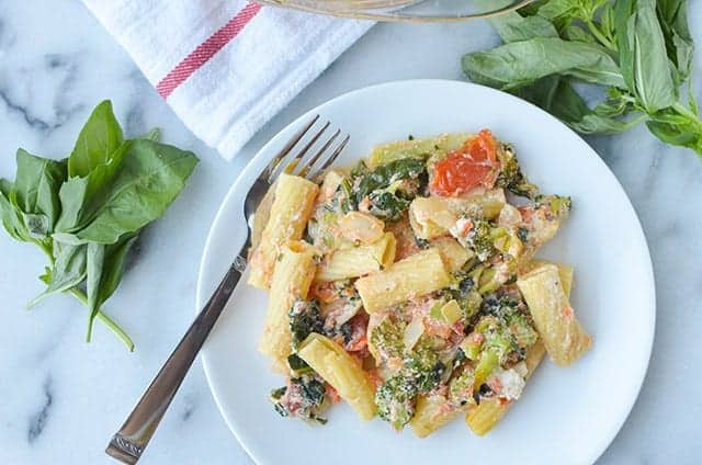 baked rigatoni with broccoli and kale