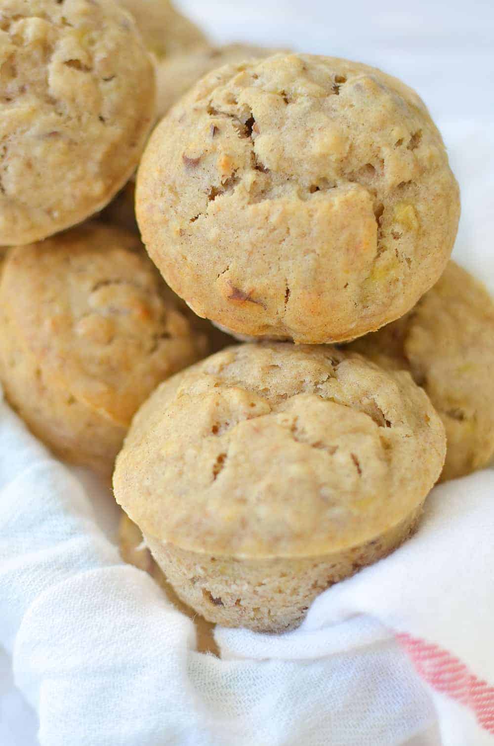 Healthy Banana Pecan Muffins! You are going to love these fluffy, moist muffins! Perfect for an afterschool snack or breakfast. | www.delishknowledge.com