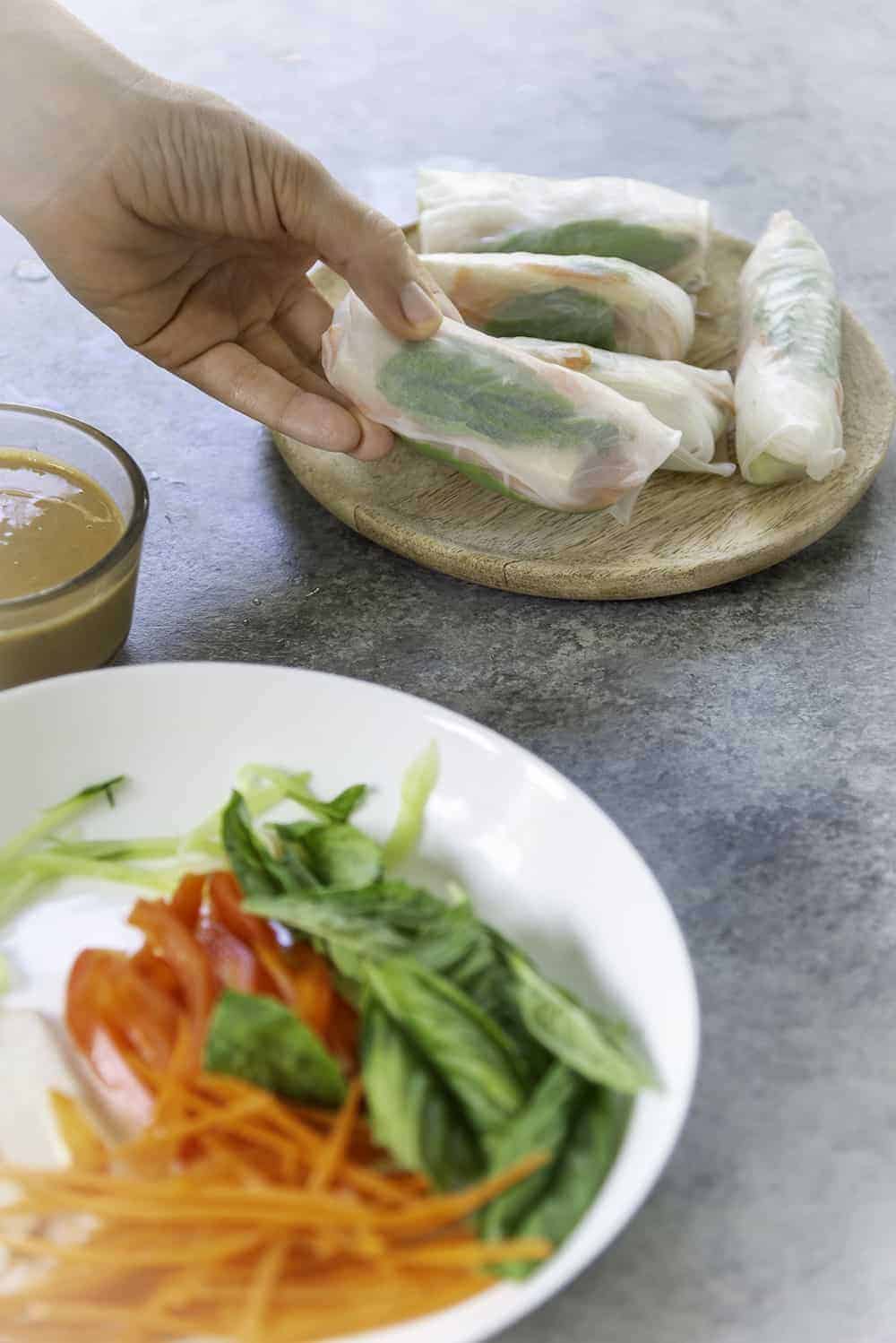 Fresh Basil Spring Rolls 