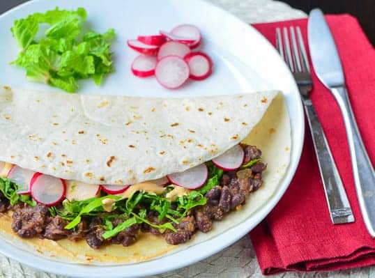 Black Bean Tacos With Spicy Cashew Cream