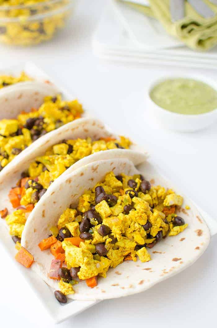 Breakfast Tacos On White Plate