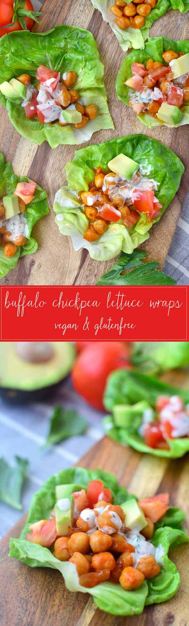 Buffalo Chickpea Lettuce Wraps! You are going to love these vegan and gluten-free wraps, ready in less than 20 minutes! #vegan #glutenfree #healthy | www.delishknowledge.com