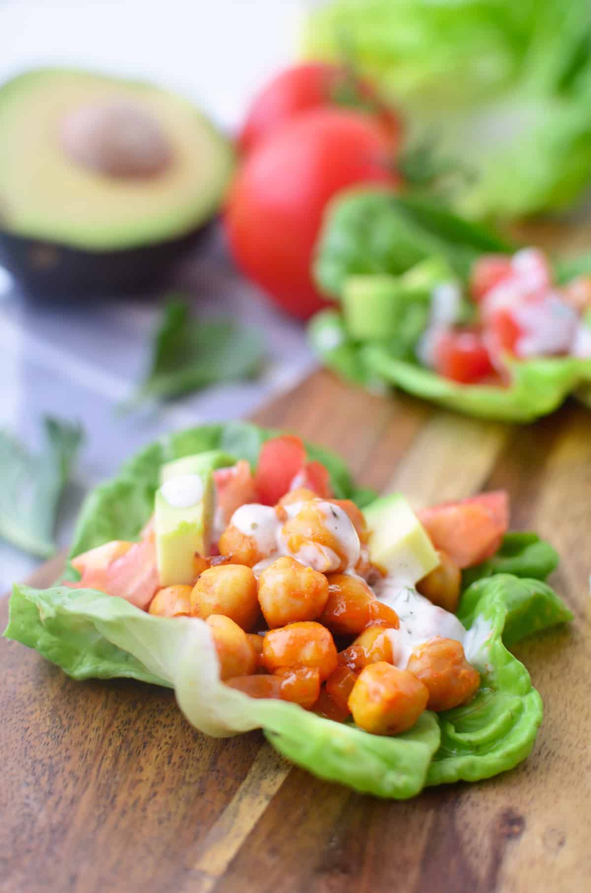 Buffalo Chickpea Lettuce Wraps