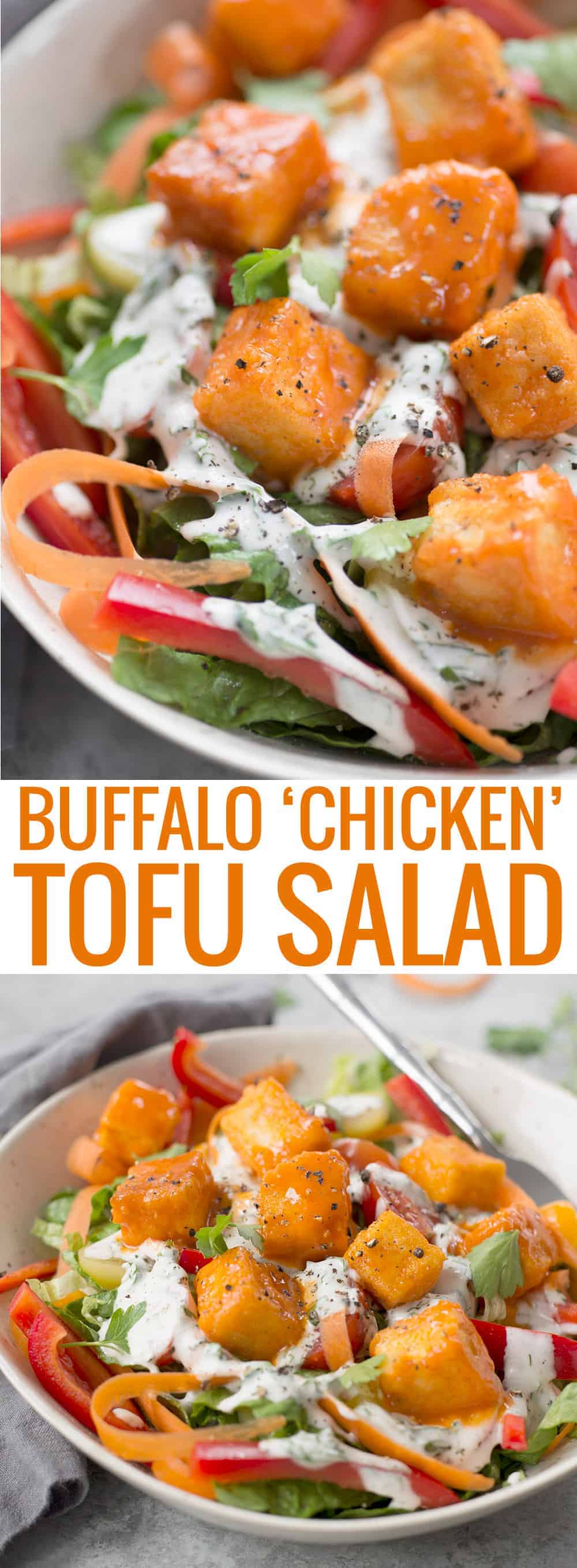 Buffalo Tofu Chicken Salad (Vegan) - Delish Knowledge