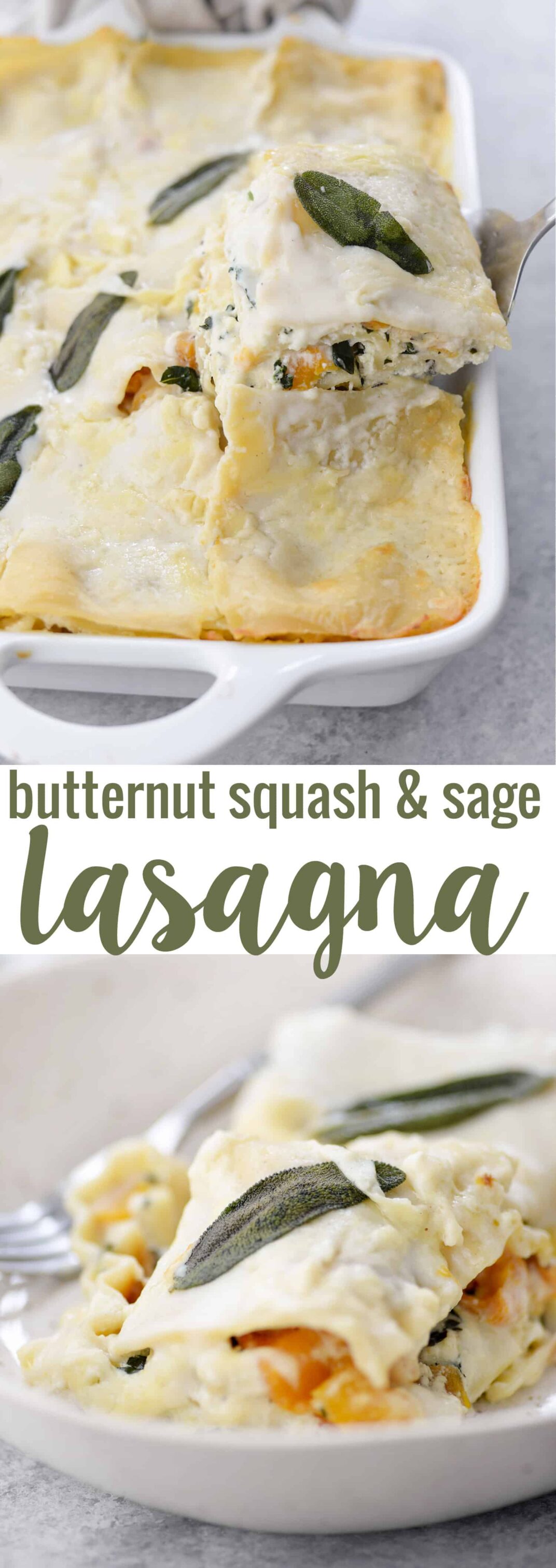 Butternut Squash and Kale Lasagna! Save this one for the holidays. Layers of flavors! Homemade béchamel sauce, roasted squash, crispy garlic kale and fontina cheese. A MUST make. | www.delishknowledge.com #christmas #vegetarian #thanksgiving #lasagna #butternutsquash #healthy #healthyrecipe