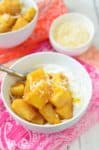 Caramelized Pineapple Yogurt Bowls! You've gotta try these, so simple just 6 ingredients. Caramelized Coconut Pineapple over creamy yogurt. #vegetarian #healthy | www.delishknowledge.com