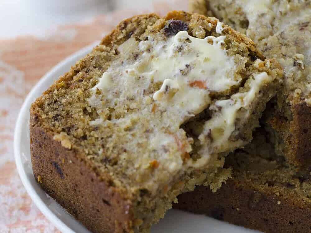 Vegan Banana Recipes 12 Carrot Cake Banana Bread! This Vegan Bread Option Is Perfect For Spring And Easter! Low-Fat, Perfect For Breakfast Or Dessert | Www.delishknowledge.com