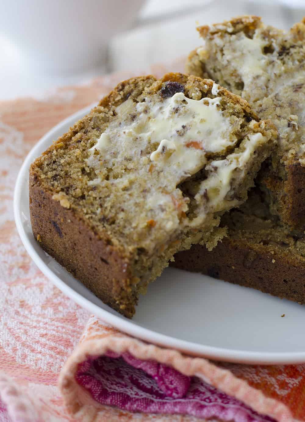 Carrot Cake Banana Bread With Vegan Butter 