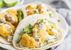 Air Fryer Vegan Cauliflower Tacos with Slaw