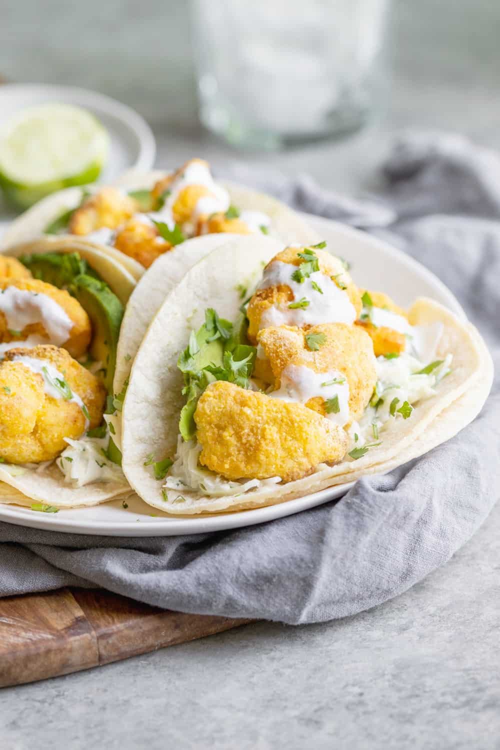 Vegan Cauliflower Tacos With Lime Cilantro Slaw 