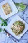 Creamy dairy-free sauce- using Cauliflower! Taste just like traditional white sauces- with 1/4 of the fat and calories. Cauliflower Pesto Sauce with Crispy Tofu.