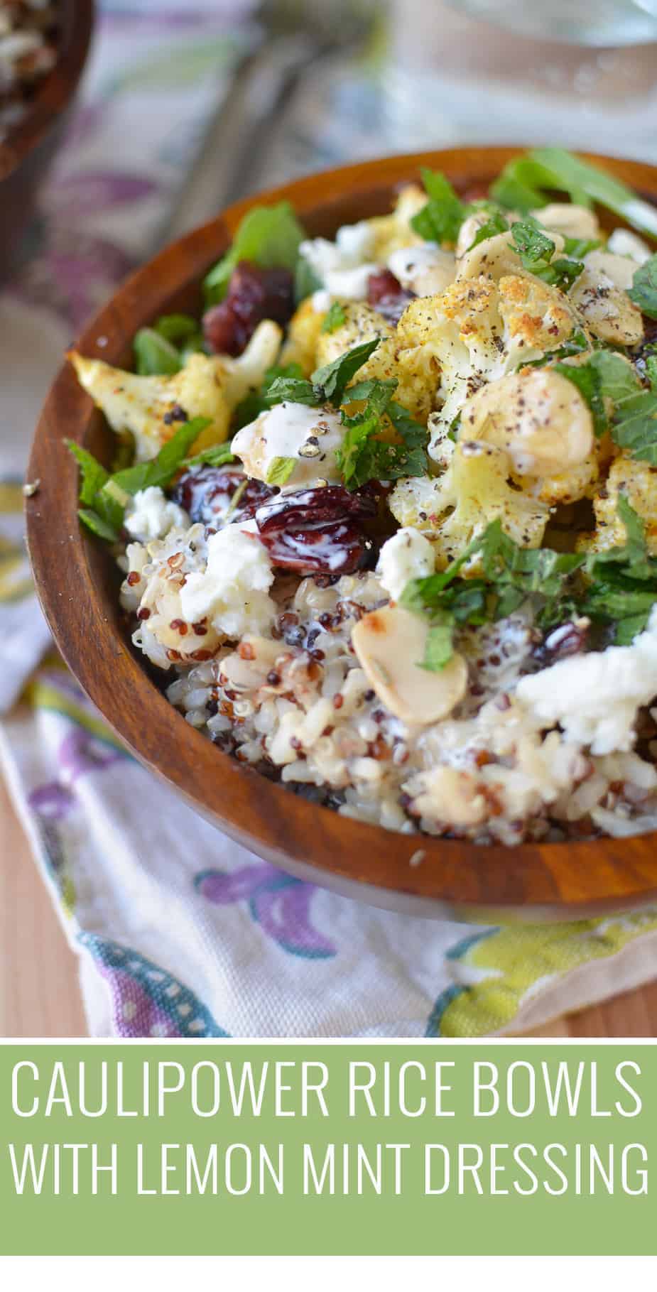 Caulipower Rice Bowls! Vegetarian &Amp; Gluten-Free Bowls With Roasted Cauliflower, Sprouted Rice &Amp; Quinoa, Mint, Cranberries And Almonds With A Creamy Lemon Dressing. | Www.delishknowledge.com