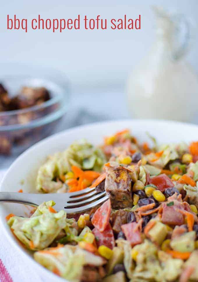 Cpk Vegan Copycat! Chopped Bbq Tofu Salad With Homemade Bbq-Ranch Dressing! Taste Just Like The Cpk Version Only Much Healthier! 