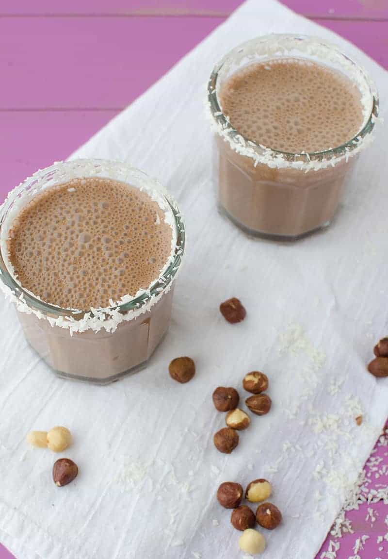 Coconut Chocolate Smoothie! Tastes like a Nutella milkshake- without the dairy! Vegan, gluten-free and naturally sweetened. | www.delishknowledge.com