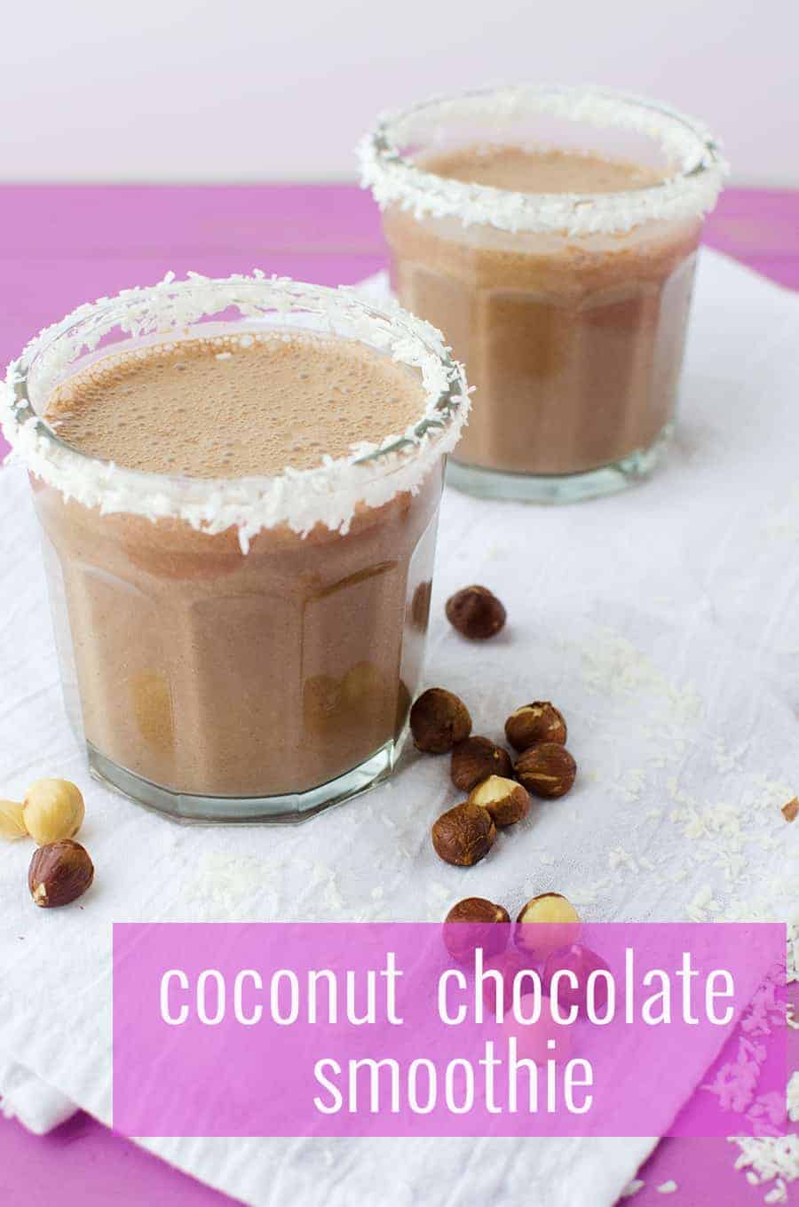 Coconut Chocolate Smoothie! Tastes like a Nutella milkshake- without the dairy! Vegan, gluten-free and naturally sweetened. | www.delishknowledge.com