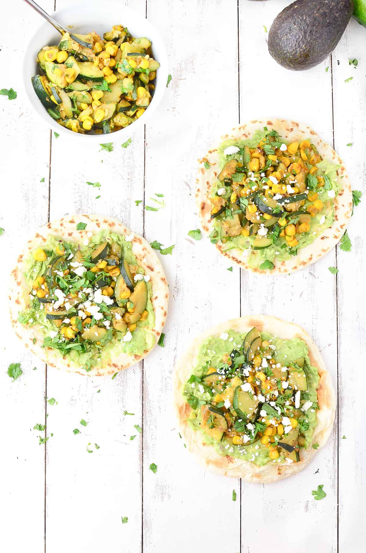 Top View Of Zucchini And Corn Tacos