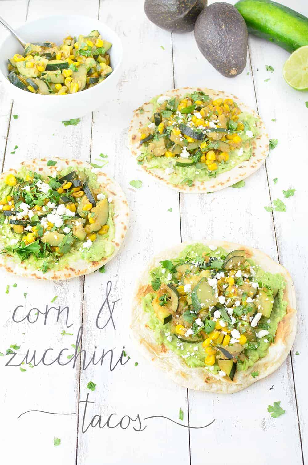 Zucchini and Corn Tacos! These vegetarian tacos are so healthy and filling! You've gotta try them. Vegetarian Mexican Food that's ready in less than 30 minutes! | www.delishknowledge.com