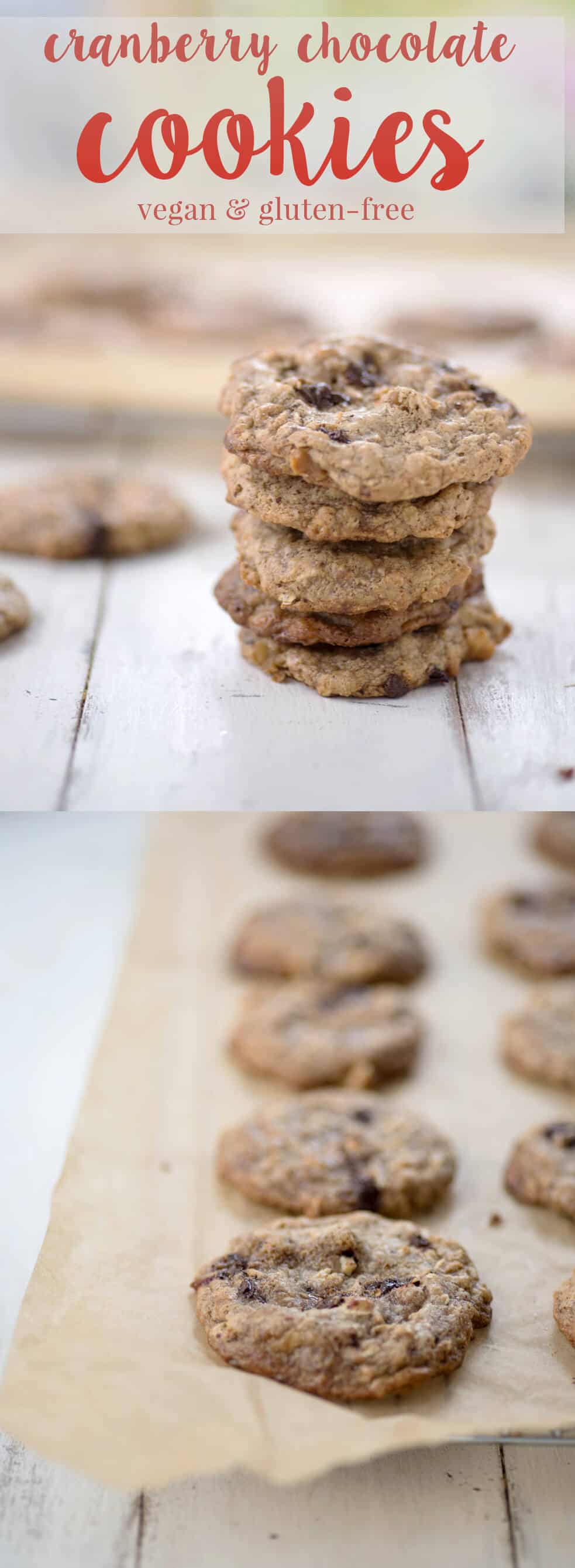 Vegan and Gluten-Free Cranberry, Chocolate and Walnut Cookies. The perfect healthy cookie to add to your holiday dessert platter. | www.delishknowledge.com