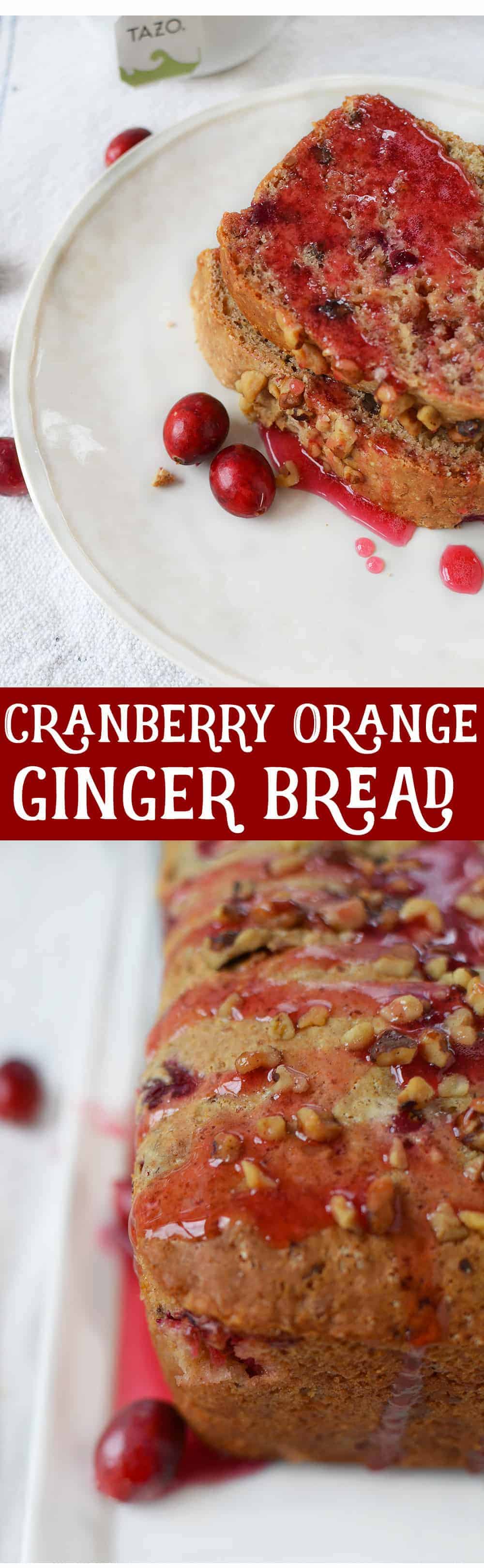Cranberry Orange Ginger Bread! This skinny bread is loaded with flavors of fall, and easily made vegan! Serve as is or with a luscious cranberry drizzle. | www.delishknowledge.com