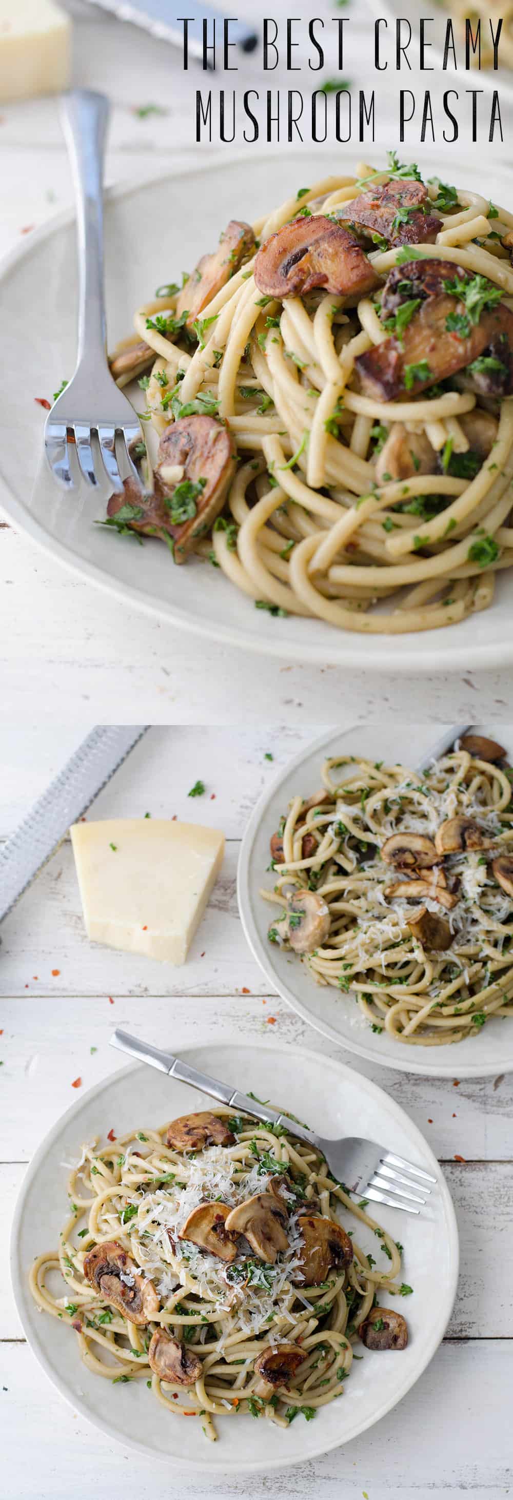 The BEST creamy mushroom pasta! Made with a secret ingredient, this pasta is packed with savory umami flavor and ready in just 20 minutes! Save this for weeknight dinners. | www.delishknowledge.com