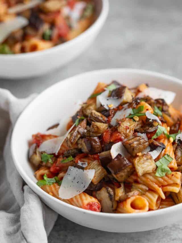 Bowl With Eggplant Pasta