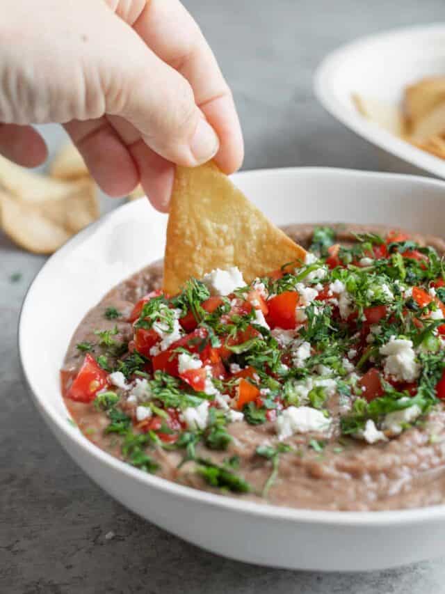 Vegan bean dip (with homemade tortilla chips) story Delish Knowledge