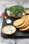 Dilled Vegan Almond Cheeseball! The perfect appetizer for your next party. If you haven't had nut cheeses before, you've gotta try this. Super creamy, no one will know it's dairy-free. | www.delishknowledge.com