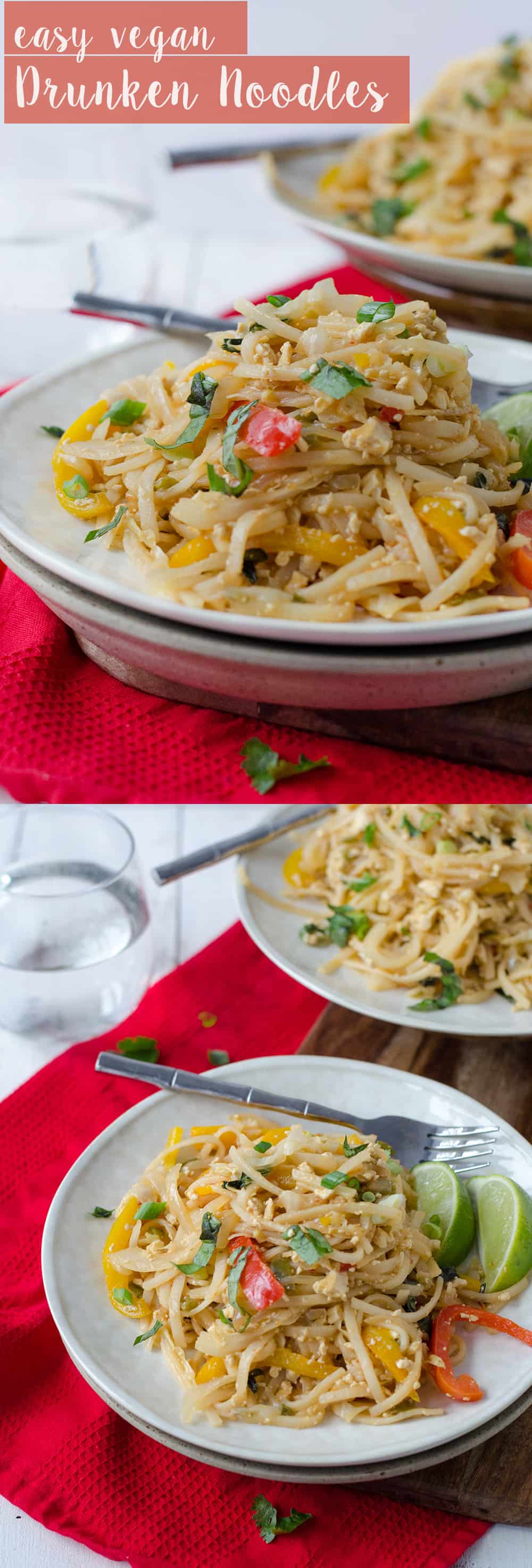 Easy Vegan Drunken Noodles! Spicy Sauce With Rice Noodles And Vegetables. Easier And Healthier Than Thai Takeout! | Www.delishknowledge.com