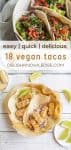 18 vegan tacos Pinterst graphic