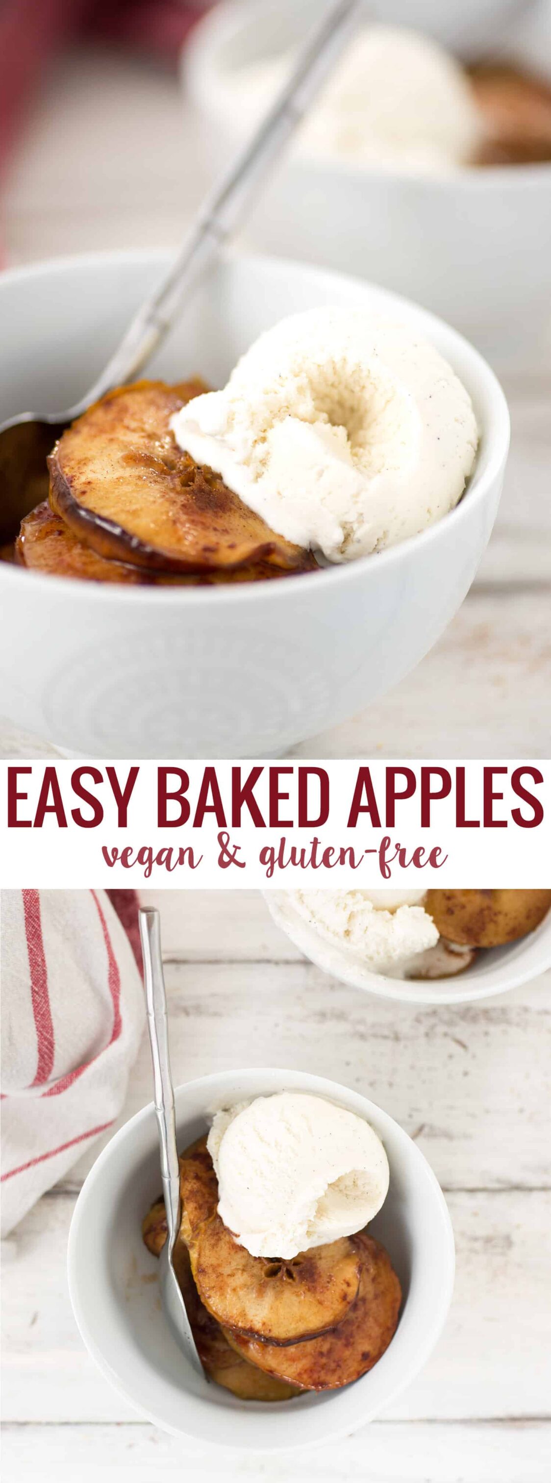 Simple Baked Apples! These are so easy and only 3 ingredients! A healthy snack or dessert. Top with ice cream or yogurt. | delishknowledge.com