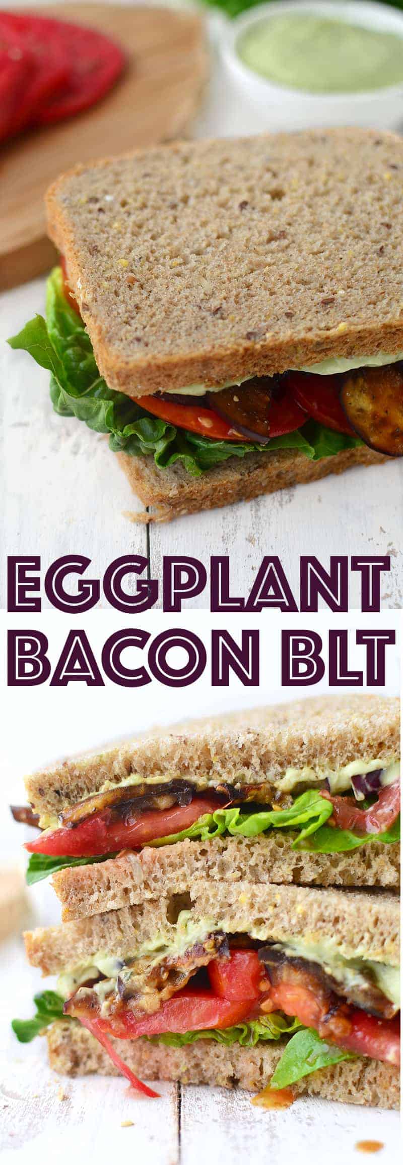 Eggplant Bacon BLT! These vegan BLTs are made with homemade eggplant bacon and an avocado cream sauce! #vegan #vegetarian | www.delishknowledge.com