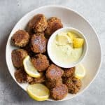 vegan eggplant meatballs with creamy lemon sauce