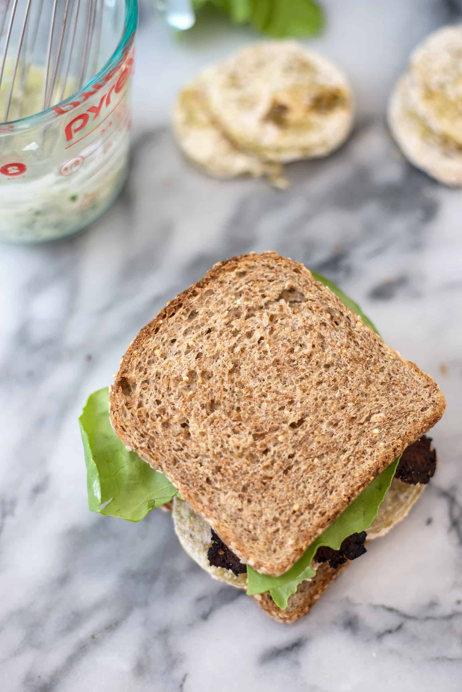 Fried Green Tomato Vegan Blts! Crispy, Faux-Fried Green Tomatoes With Vegan Bacon And Jalapeno-Lime Spread. | Www.delishknowledge.com