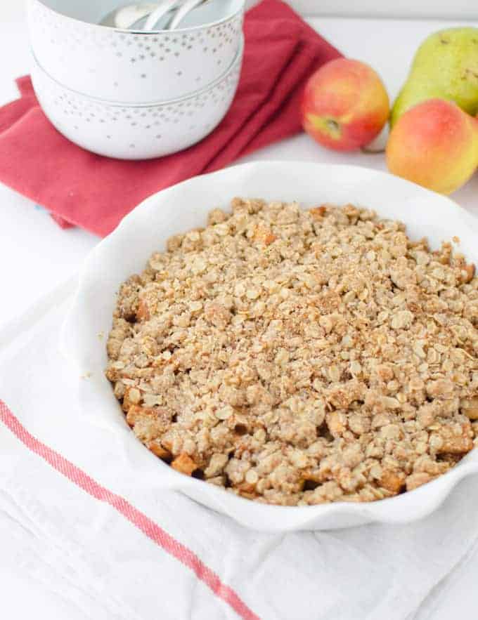 Fall Crisp! A Healthy, Fiber-Packed Dessert Featuring Juicy Pears, Apples And Ginger. Vegan And Gluten-Free 