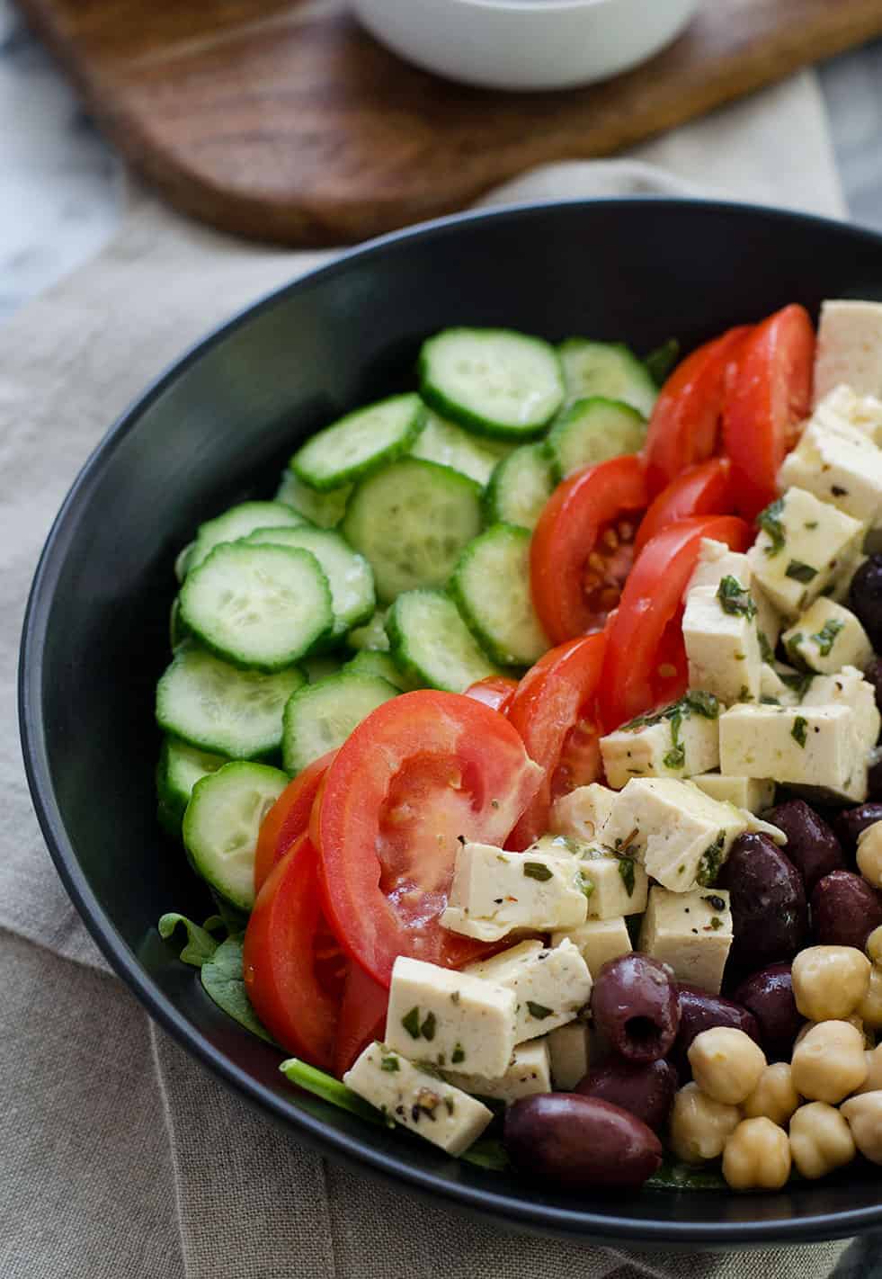 Vegan Greek Salad With Tofu Feta