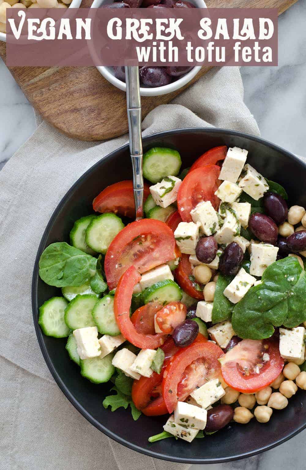 Vegan Greek Salad With Tofu Feta! The Best Salad For Summer; Packed With Protein And Fiber. A Must Make! Vegan &Amp; Gluten-Free. | Www.delishknowledge.com