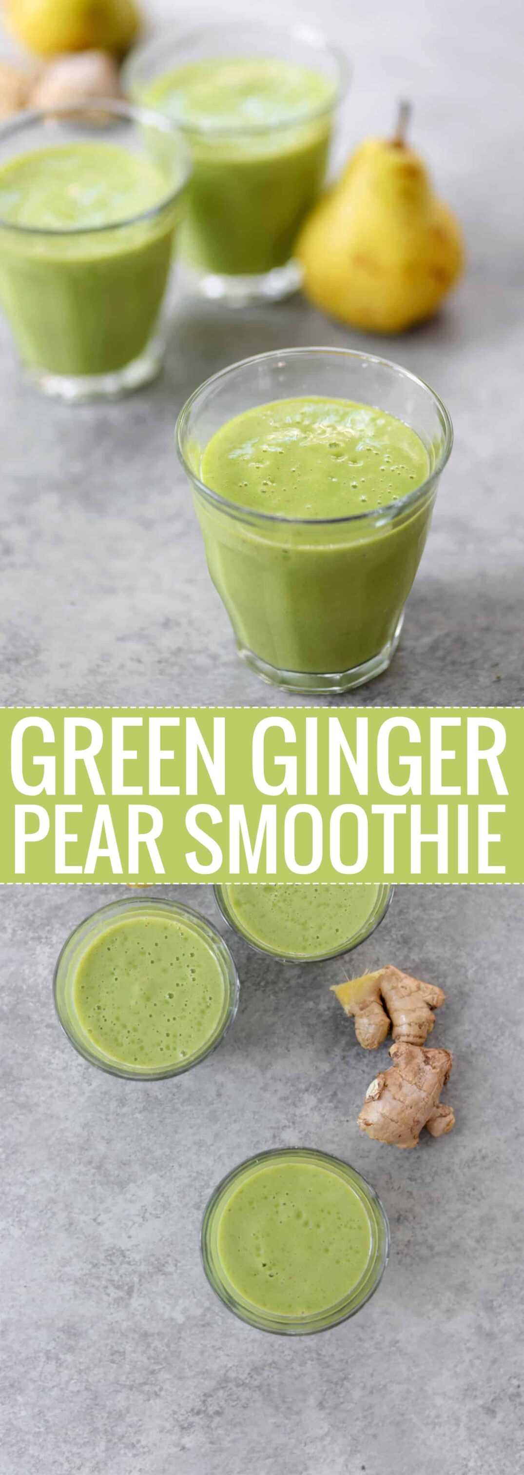 Ginger Pear Smoothie! You've gotta try this healthy green smoothie option with pear, ginger, spinach and cinnamon. Vegan and gluten-free | www.delishknowledge.com