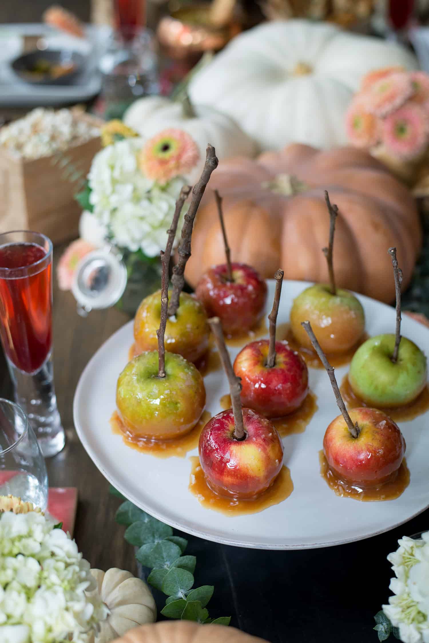 Healthy Halloween Party! Crostini three ways, vegan caramel apples, pumpkin spice cake, pomegranate bellinis, coconut kettle corn and more. A must save for Halloween entertaining! | www.delishknowledge.com