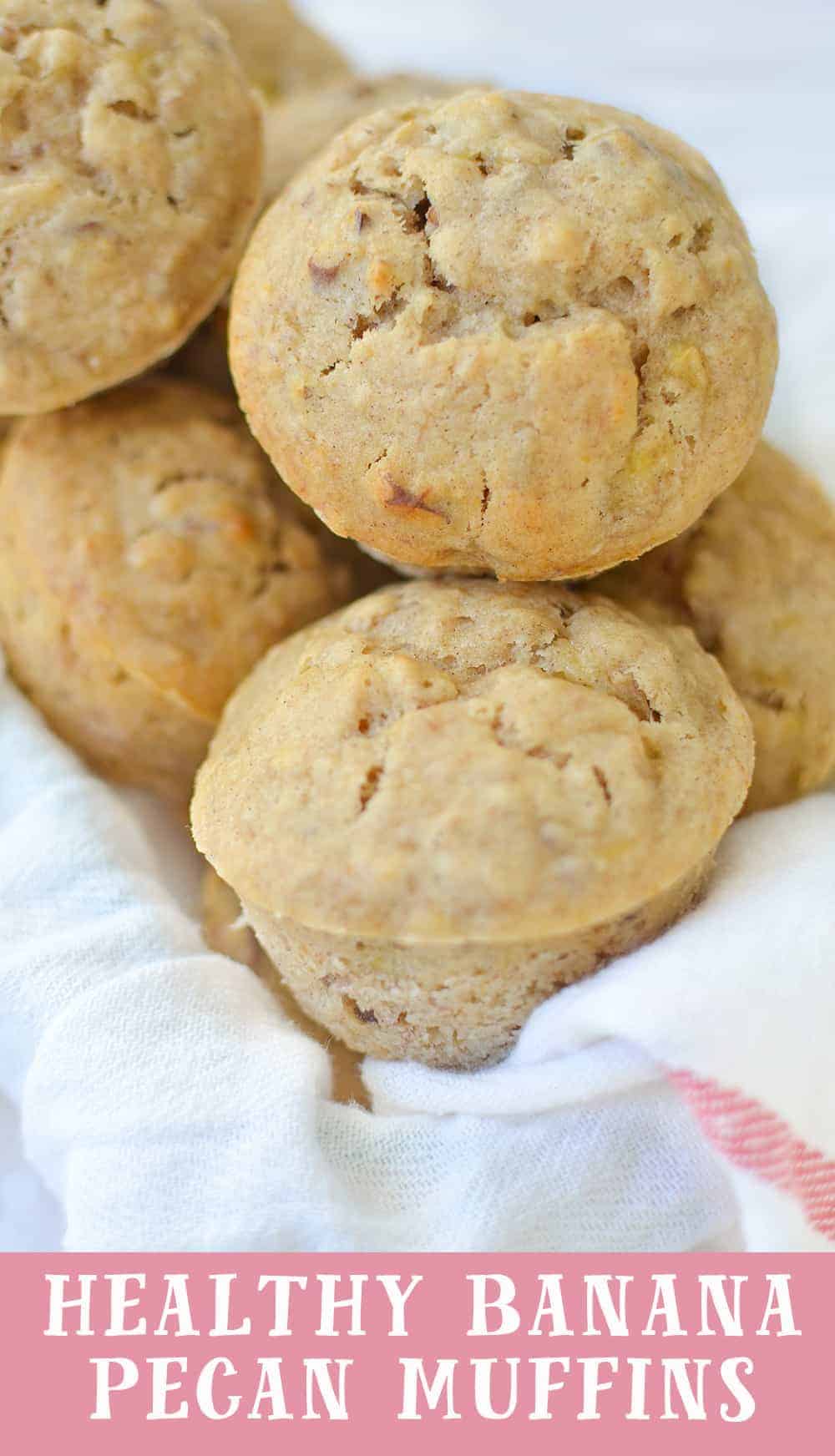 Healthy Banana Pecan Muffins! You are going to love these fluffy, moist muffins! Perfect for an afterschool snack or breakfast. | www.delishknowledge.com