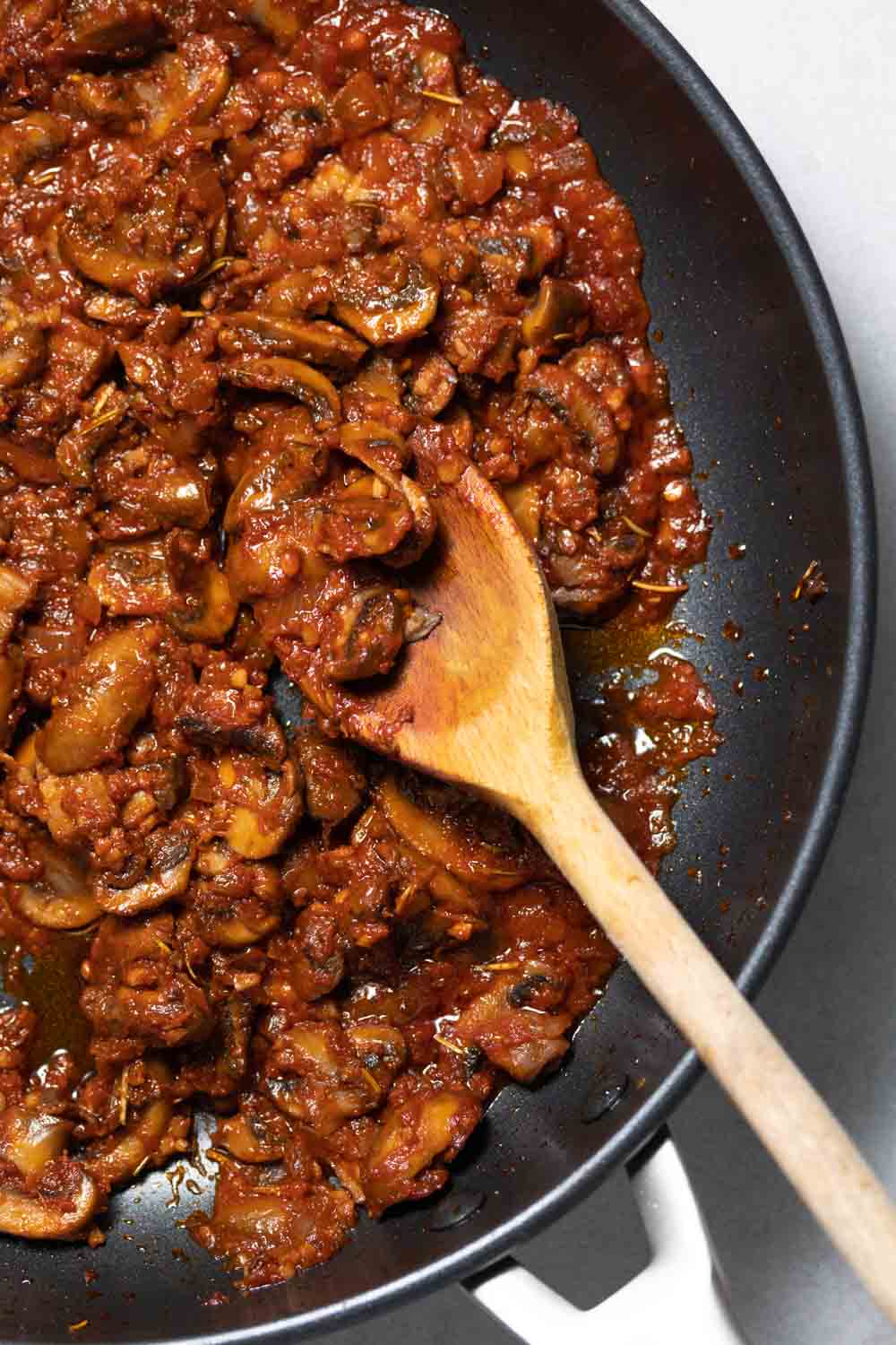 Mushroom Ragu Cooking In Pan 