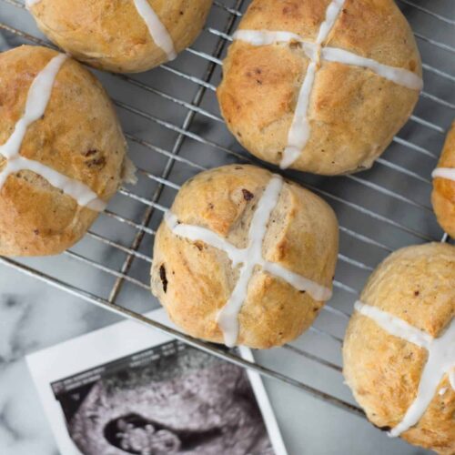 Hot Cross Bun In The Oven! Yup, We'Re Having A Baby. These Homemade Hot Cross Buns Are The Perfect Spring Breakfast Or To Serve For Easter And Mother'S Day. | Delishknowledge.com