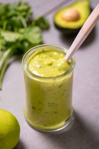 Instant Pot Vegan Barbecue Jackfruit Tacos 3 Avocado Cream In A Glass Jar With Spoon