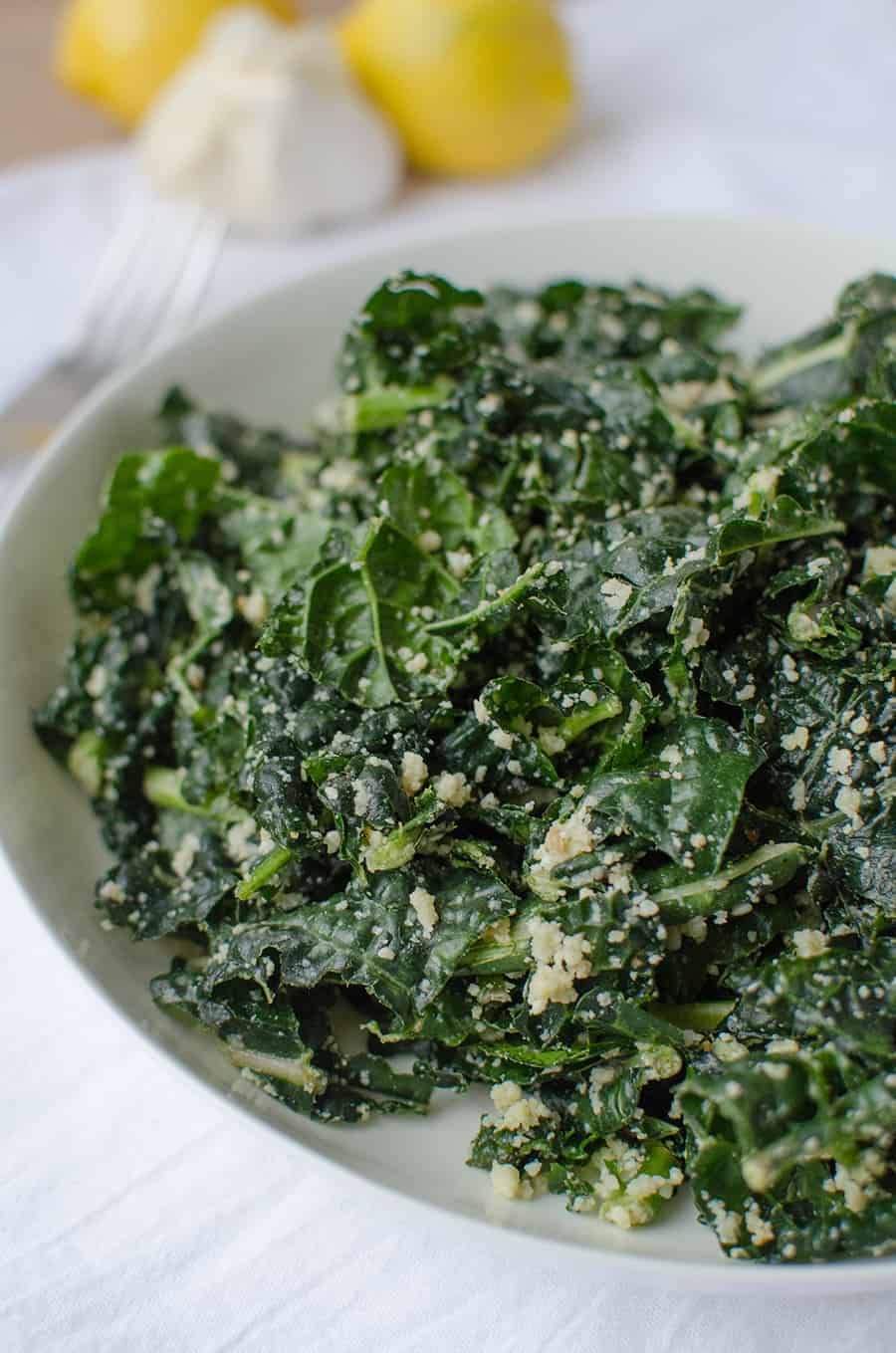 Kale Caesar Salad! This is my favorite way to eat kale. So delicious and healthy! | www.delishknowledge.com