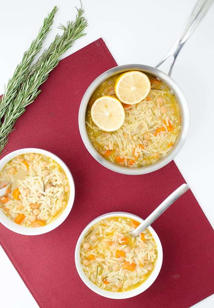 Vegan Lemon Chickpea Orzo Soup + Video