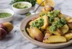 Lemon Pan-Fried Potatoes With Chive Pesto. The Perfect Side Dish For The Holidays. Vegan And Gluten-Free. | Www.delishknowledge.com