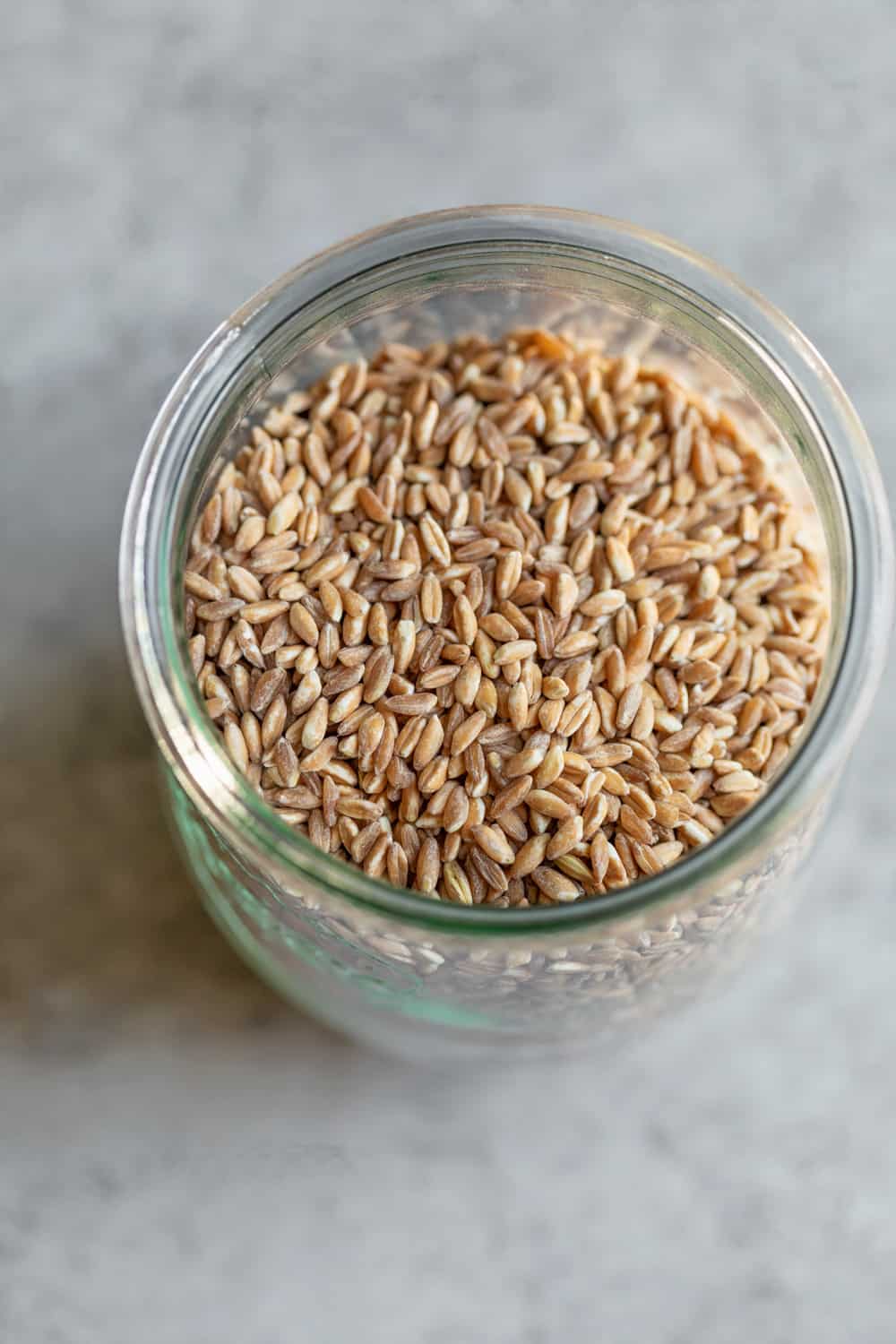 Uncooked Farro In Glass Jar