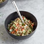Bowl of Farro with a Silver Spoon