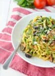 Mediterranean Zucchini Noodles! You are going to love these easy, low-carb noodles. #zoodles #healthy #vegetarian | www.delishknowledge.com